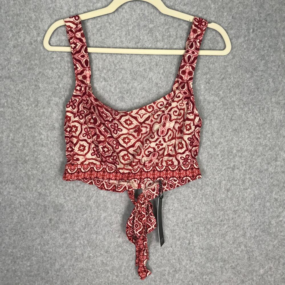 Nicole Miller Top Women Small Red Crop‎ Tank Bow Tie Southwestern Rodeo Boho